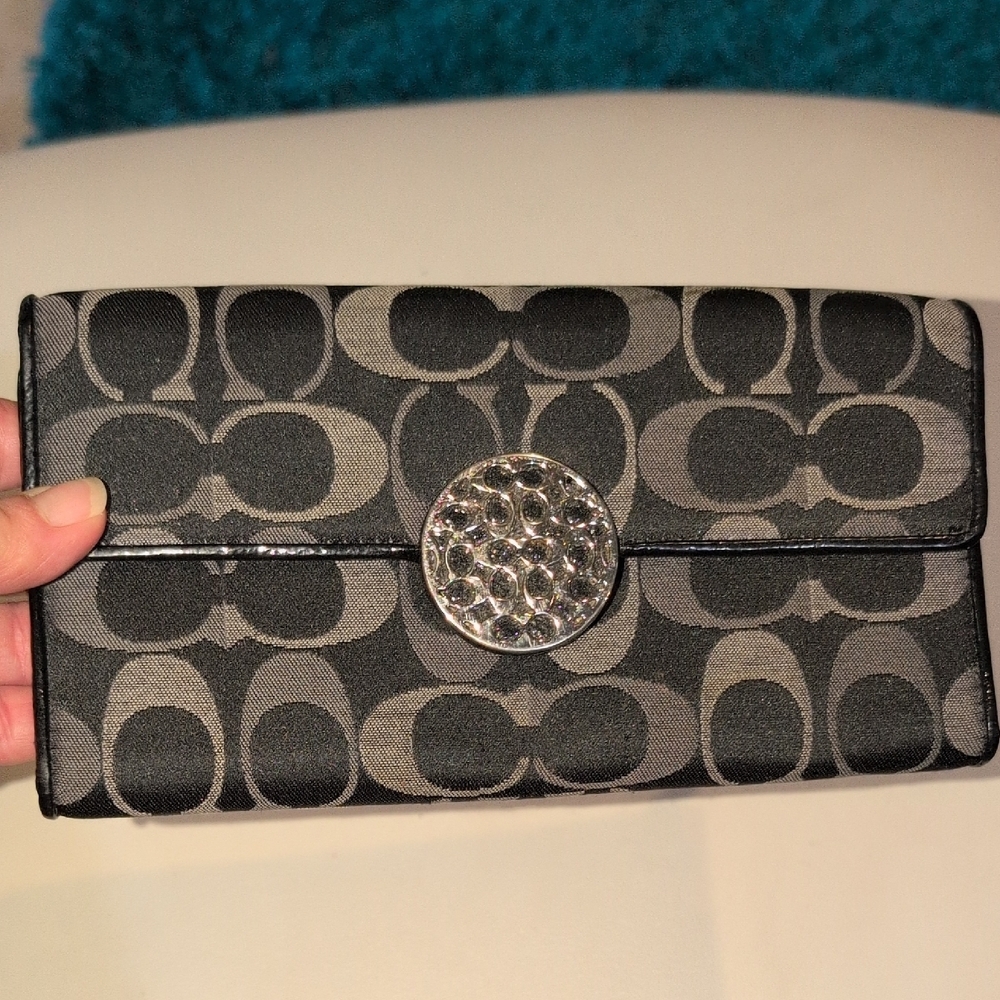 Coach Black and Gray Signature Wallet